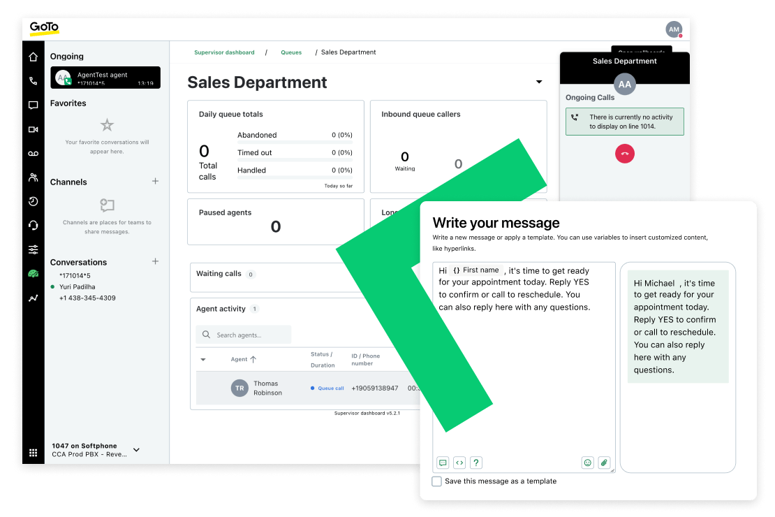 Das Supportcenter-Dashboard zeigt das eingehende Anrufvolumen und die Statistiken zur Anrufbearbeitung Ihrer Teams.