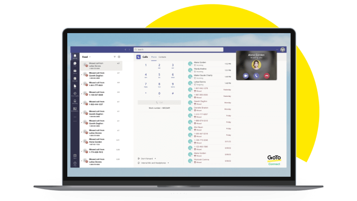 Bildschirm, der die mit GoTo-Connect-MS-Lizenz und einen Anrufplan zeigt