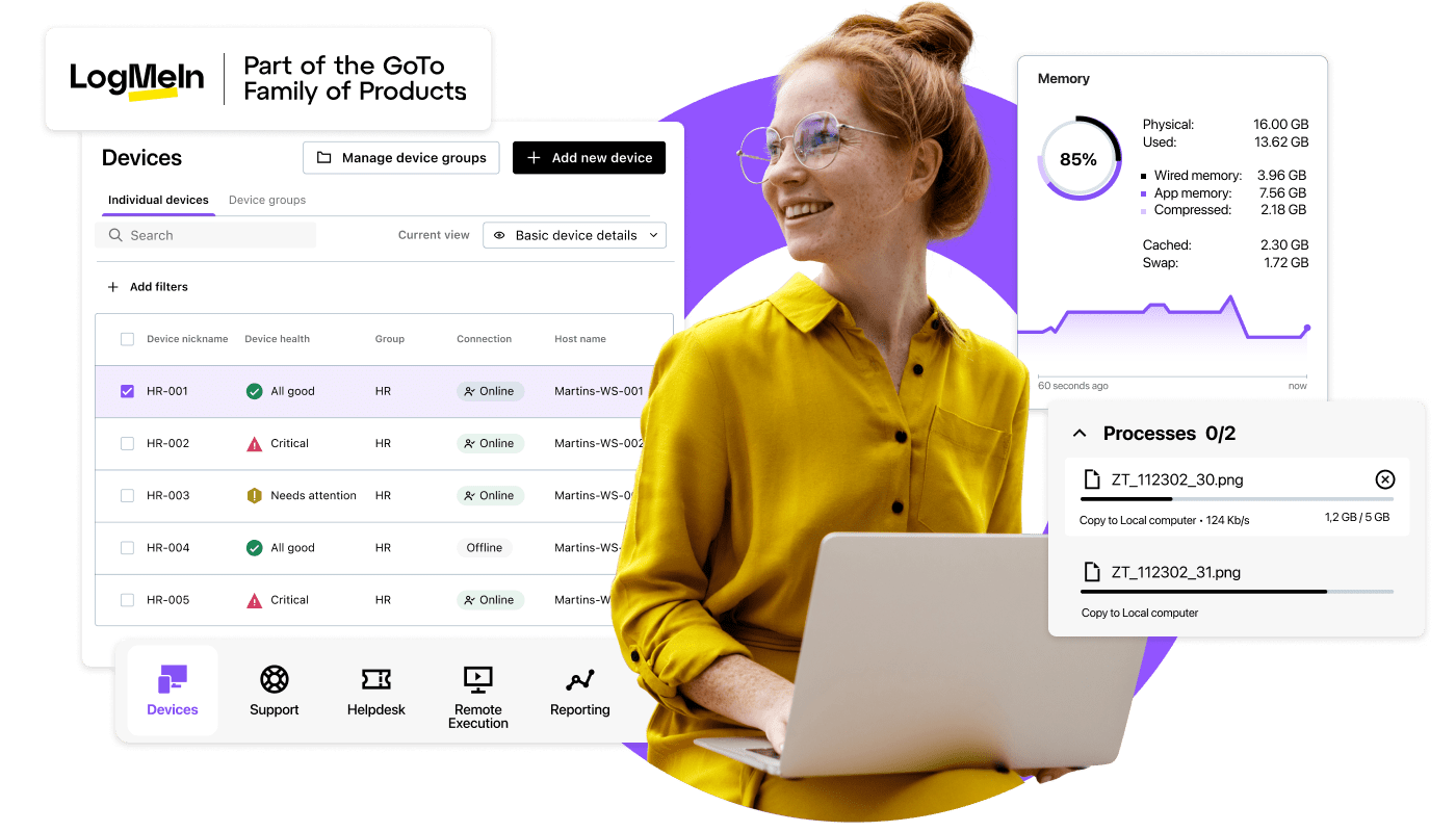 IT-Lösungen von LogMeIn, Teil der GoTo-Produktfamilie.