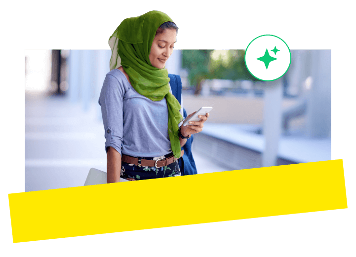 Ein Student an der Hochschule lernt effektiv mit den KI-gesteuerten Kommunikationsfunktionen von GoTo Connect.