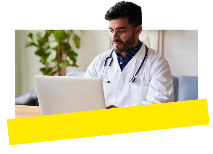 Ein Arzt bietet jederzeit virtuelle medizinische Versorgung und gewährleistet gleichzeitig eine sichere Patientenkommunikation.