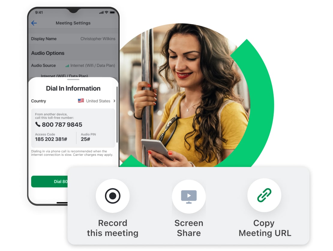 Teilnahme an einem GoTo Connect-Meeting auf einem Mobilgerät.