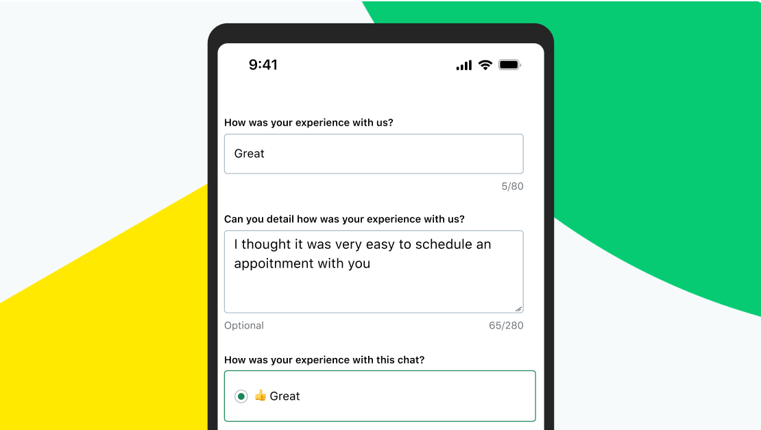 Ein Bildschirm auf einem Mobiltelefon zeigt eine von GoTo durchgeführte Feedbackumfrage.