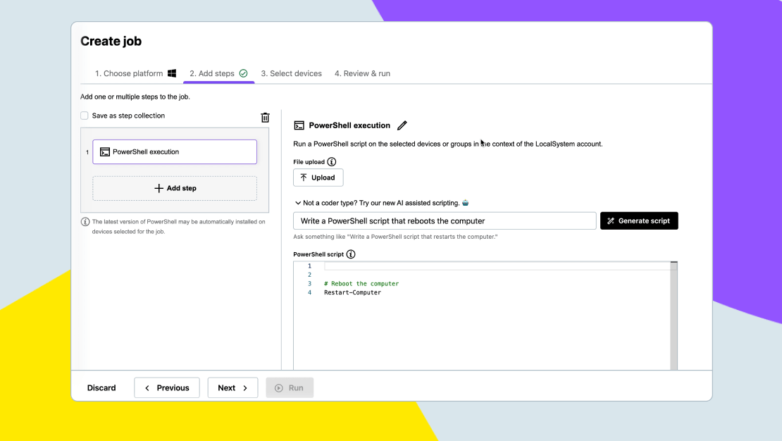 Erstellen Sie einen Auftrag mit PowerShell-Ausführung in GoTo Resolve.