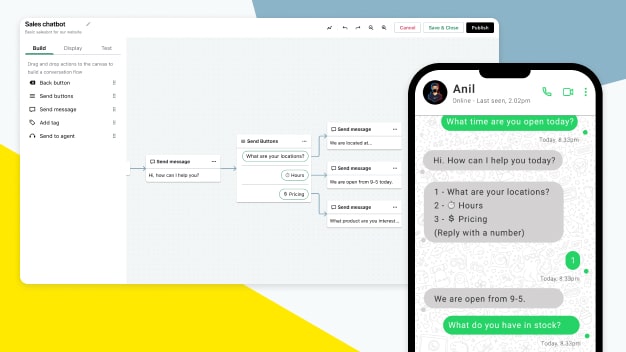 GoTo Connect Chat Assistant for WhatsApp window automating customer detail collection